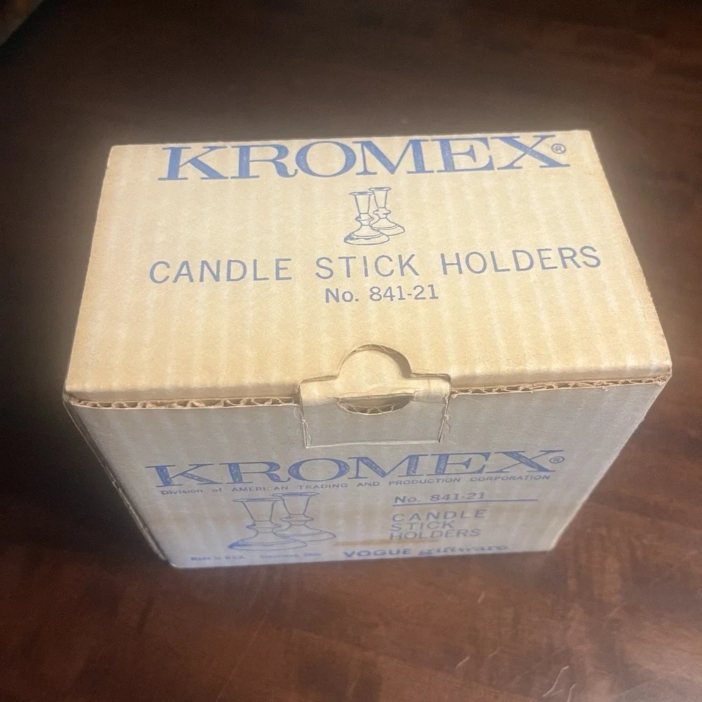 Vintage New Old Stock (NOS) Kromex Candle Stick Holders No. 841-21 - Chrome